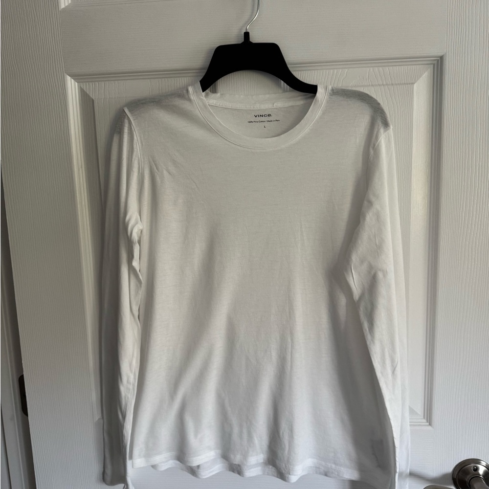 Vince White Long Sleeve Tee